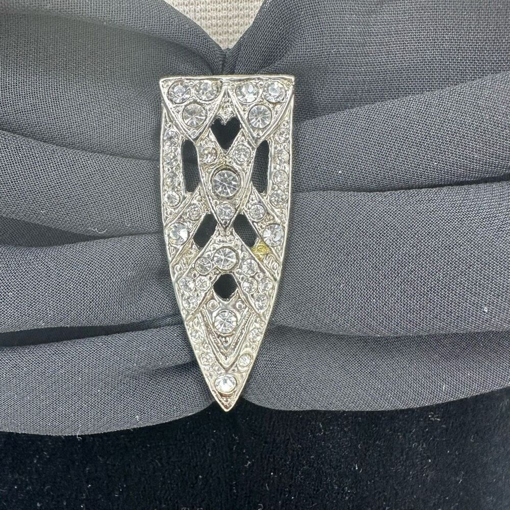 Vintage 90’s Robbie Bee Formal Dress Black Velvet Maxi Boat Neck Goth Size M - Picture 9 of 12